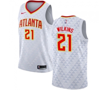 Men's Nike Atlanta Hawks #21 Dominique Wilkins Authentic White NBA Jersey - Association Edition