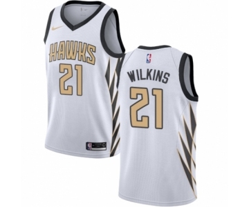 Men's Nike Atlanta Hawks #21 Dominique Wilkins Authentic White NBA Jersey - City Edition