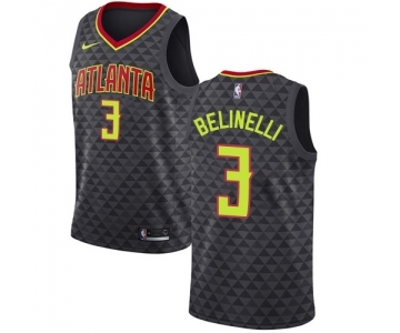 Men's Nike Atlanta Hawks #3 Marco Belinelli Swingman Black Road NBA Jersey - Icon Edition