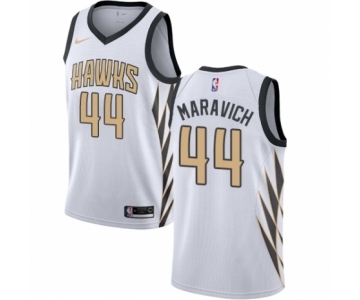 Men's Nike Atlanta Hawks #44 Pete Maravich Authentic White NBA Jersey - City Edition