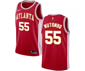 Men's Nike Atlanta Hawks #55 Dikembe Mutombo Swingman Red NBA Jersey Statement Edition