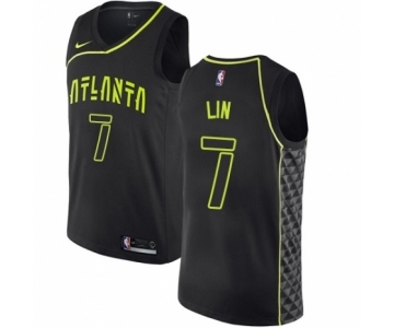 Men's Nike Atlanta Hawks #7 Jeremy Lin Authentic Black NBA Jersey - City Edition