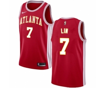 Men's Nike Atlanta Hawks #7 Jeremy Lin Authentic Red NBA Jersey Statement Edition