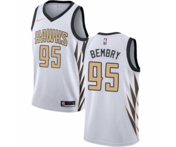 Men's Nike Atlanta Hawks #95 DeAndre' Bembry Authentic White NBA Jersey - City Edition