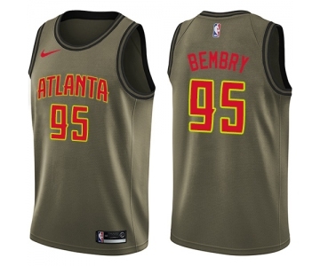 Men's Nike Atlanta Hawks #95 DeAndre' Bembry Swingman Green Salute to Service NBA Jersey