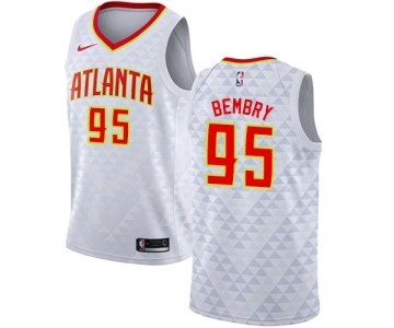 Men's Nike Atlanta Hawks #95 DeAndre' Bembry Swingman White NBA Jersey - Association Edition