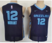 Youth Memphis Grizzlies #12 Ja Morant Black Nike 2021 Stitched Jersey With Sponsor