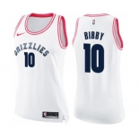 Women's Nike Memphis Grizzlies #10 Mike Bibby Swingman White Pink Fashion NBA Jersey