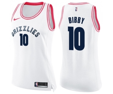 Women's Nike Memphis Grizzlies #10 Mike Bibby Swingman White Pink Fashion NBA Jersey