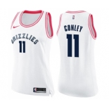 Women's Nike Memphis Grizzlies #11 Mike Conley Swingman White Pink Fashion NBA Jersey