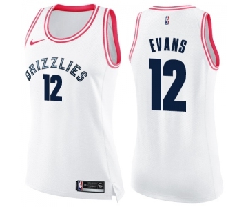 Women's Nike Memphis Grizzlies #12 Tyreke Evans Swingman White Pink Fashion NBA Jersey