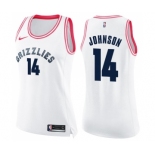 Women's Nike Memphis Grizzlies #14 Brice Johnson Swingman White Pink Fashion NBA Jersey