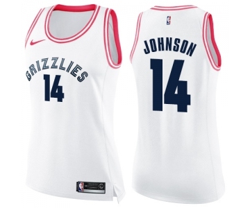 Women's Nike Memphis Grizzlies #14 Brice Johnson Swingman White Pink Fashion NBA Jersey