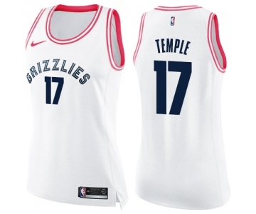 Women's Nike Memphis Grizzlies #17 Garrett Temple Swingman White Pink Fashion NBA Jersey