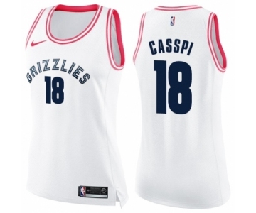 Women's Nike Memphis Grizzlies #18 Omri Casspi Swingman White Pink Fashion NBA Jersey