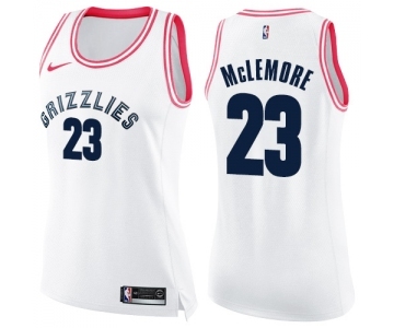 Women's Nike Memphis Grizzlies #23 Ben McLemore Swingman White Pink Fashion NBA Jersey