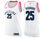 Women's Nike Memphis Grizzlies #25 Chandler Parsons Swingman White Pink Fashion NBA Jersey