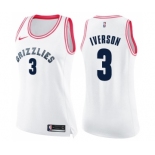 Women's Nike Memphis Grizzlies #3 Allen Iverson Swingman White Pink Fashion NBA Jersey