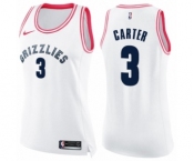 Women's Nike Memphis Grizzlies #3 Jevon Carter Swingman White Pink Fashion NBA Jersey