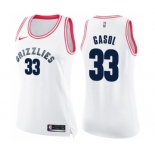 Women's Nike Memphis Grizzlies #33 Marc Gasol Swingman White Pink Fashion NBA Jersey