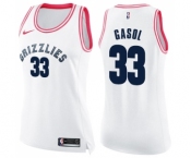 Women's Nike Memphis Grizzlies #33 Marc Gasol Swingman White Pink Fashion NBA Jersey