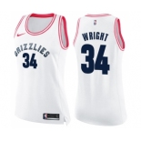 Women's Nike Memphis Grizzlies #34 Brandan Wright Swingman White Pink Fashion NBA Jersey