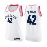 Women's Nike Memphis Grizzlies #42 Lorenzen Wright Swingman White Pink Fashion NBA Jersey