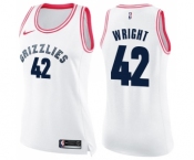 Women's Nike Memphis Grizzlies #42 Lorenzen Wright Swingman White Pink Fashion NBA Jersey