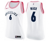 Women's Nike Memphis Grizzlies #6 Shelvin Mack Swingman White Pink Fashion NBA Jersey