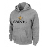 New Orleans Saints Authentic Logo Pullover Hoodie Grey