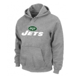 New York Jets Authentic Logo Pullover Hoodie Grey