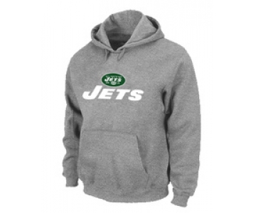 New York Jets Authentic Logo Pullover Hoodie Grey