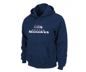 Seattle Seahawks Authentic Logo Pullover Hoodie D.Blue