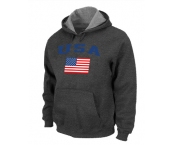 USA Flag Pullover Hoodie D.Grey