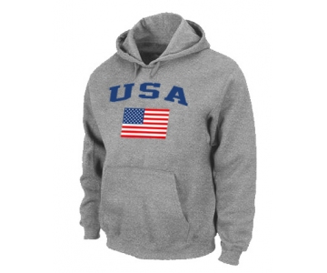 USA Flag Pullover Hoodie Grey