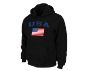 USA Flag Pullover Hoodie black