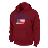 USA Flag Pullover Hoodie red