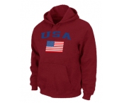 USA Flag Pullover Hoodie red