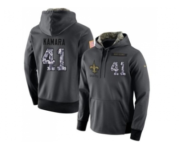 Men New Orleans Saints #41 Alvin Kamara Stitched Black Anthracite Salute to Service Player Performance Hoodie