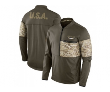 Men New Orleans Saints Nike Olive Salute to Service Sideline Hybrid Half-Zip Pullover Jacket