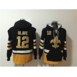 Men's New Orleans Saints #12 Chris Olave Black Ageless Must-Have Lace-Up Pullover Hoodie