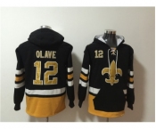 Men's New Orleans Saints #12 Chris Olave Black Ageless Must-Have Lace-Up Pullover Hoodie