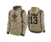 Men's New Orleans Saints #13 Michael Thomas Camo 2021 Salute To Service Therma Performance Pullover Hoodie