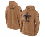 Men's New Orleans Saints 2023 Brown Salute to Service Pullover Hoodie