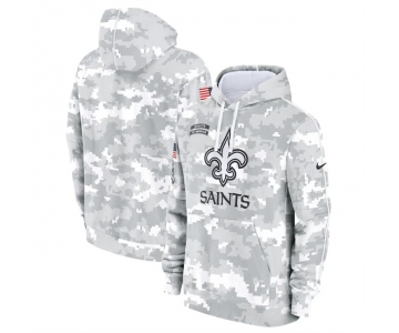 Men's New Orleans Saints 2024 Arctic Camo Salute To Service Club Fleece Pullover Hoodie