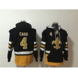 Men's New Orleans Saints #4 Derek Carr Black Ageless Must-Have Lace-Up Pullover Hoodie