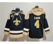 Men's New Orleans Saints #4 Derek Carr Black Ageless Must-Have Lace-Up Pullover Hoodie