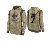 Men's New Orleans Saints #7 Taysom Hill Camo 2021 Salute To Service Therma Performance Pullover Hoodie