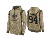 Men's New Orleans Saints #94 Cameron Jordan Camo 2021 Salute To Service Therma Performance Pullover Hoodie