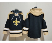 Men's New Orleans Saints Blank Black Ageless Must-Have Lace-Up Pullover Hoodie